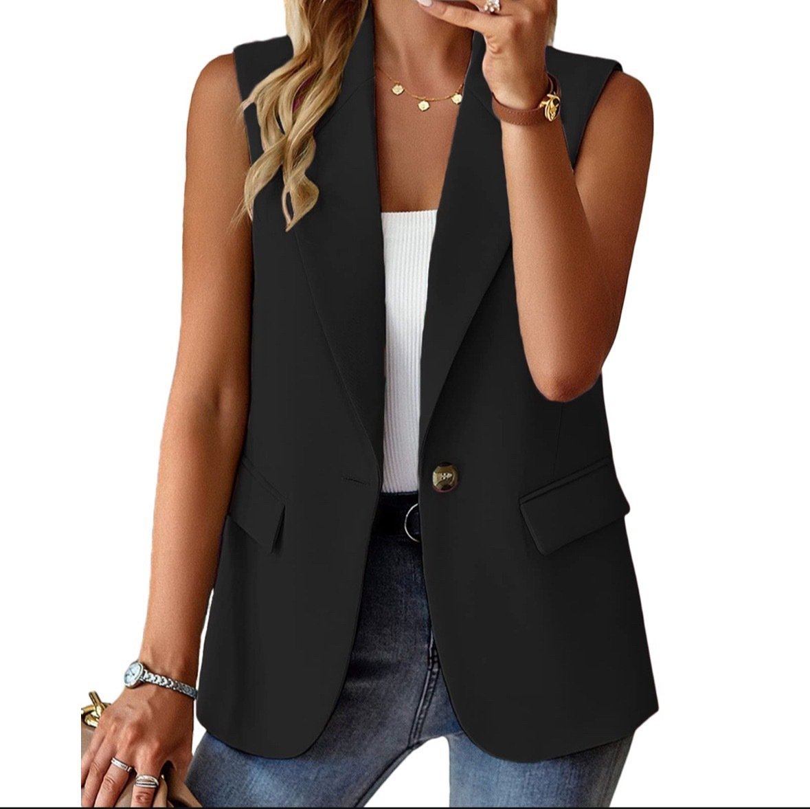 Autumn Sleeveless Solid Color Multicolor Cardigan Small Suit Jacket Ladies - Image 2