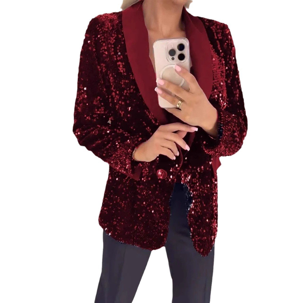Autumn And Winter Leisure Fashionable Sequins Jacket - Image 5