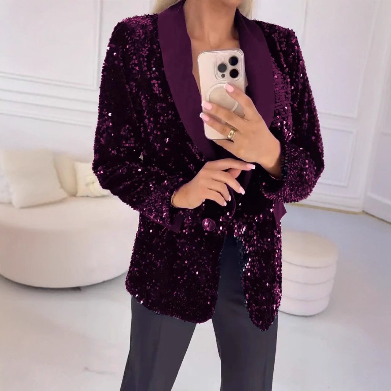 Autumn And Winter Leisure Fashionable Sequins Jacket - Image 8