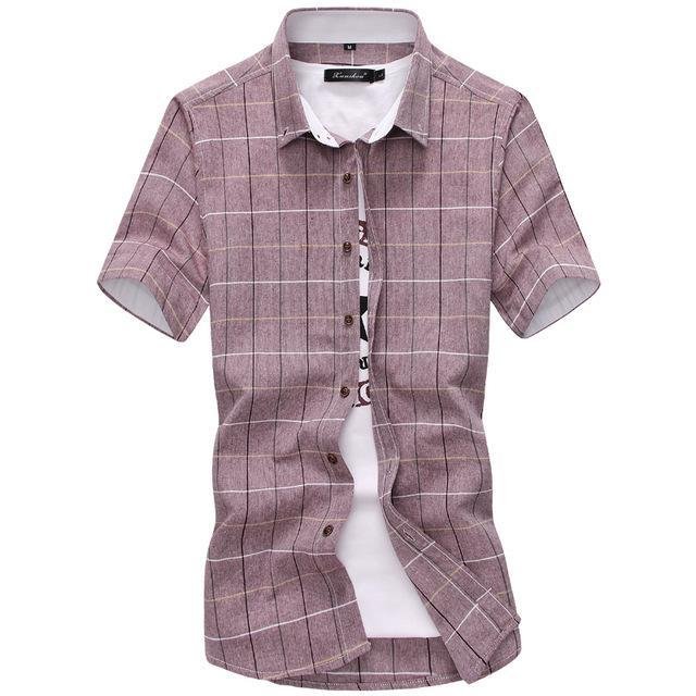 Cotton Mens Button Collar Short Sleeve Shirts - Image 5