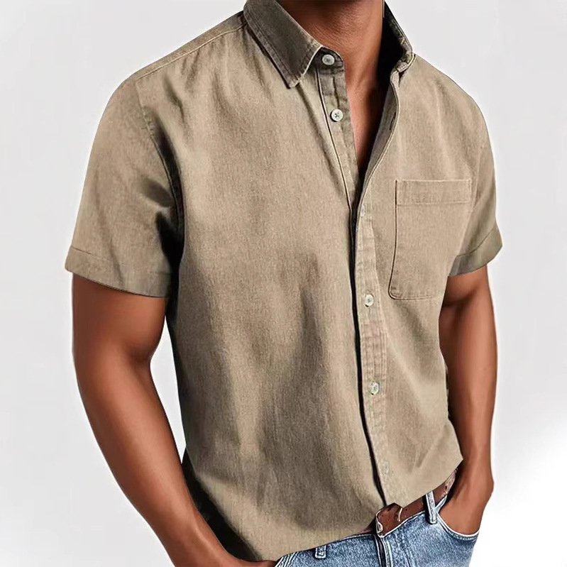 Single-breasted Shirt Men's Short Sleeve - Image 3