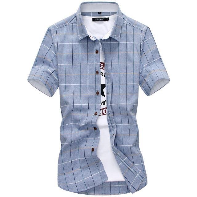 Cotton Mens Button Collar Short Sleeve Shirts - Image 2