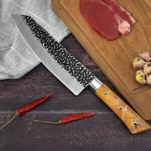 Stainless Chef's Knife Marbled Handle Diagonal Kitchen Knife Meat Slicing Knife Household Kitchen Knives