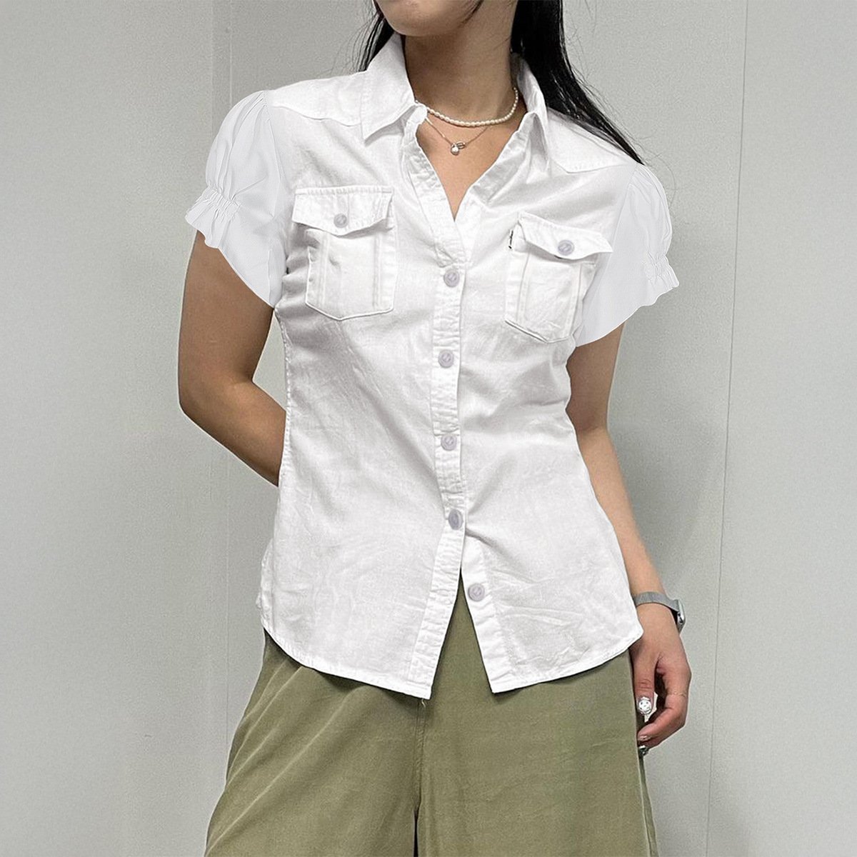 Y2g Hot Girl Style Short Sleeve Button Open Shirt For Women - Image 6