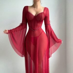 Mesh Split Dress Split Sexy Suit