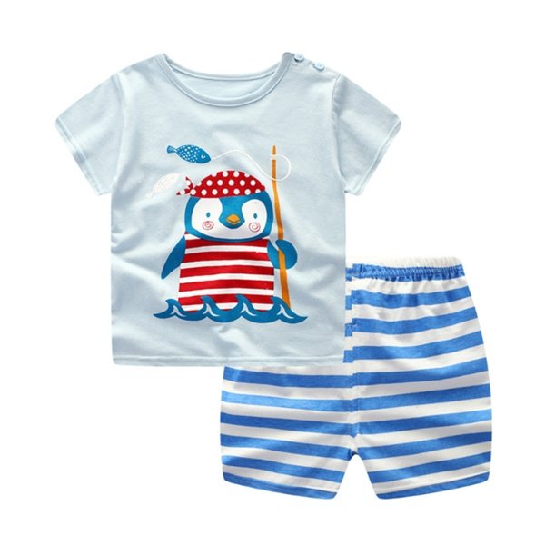 Cartoon Clothing Baby Boy Summer Clothes T-shirt Baby Girl Casual Clothing Sets - Image 9