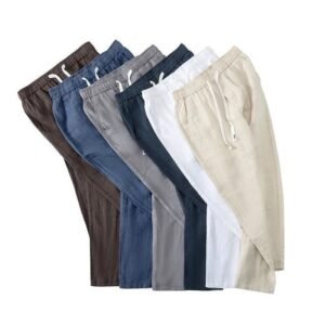 Pure Linen Breathable Chinese Style Elastic Waist New Trousers Li Gao