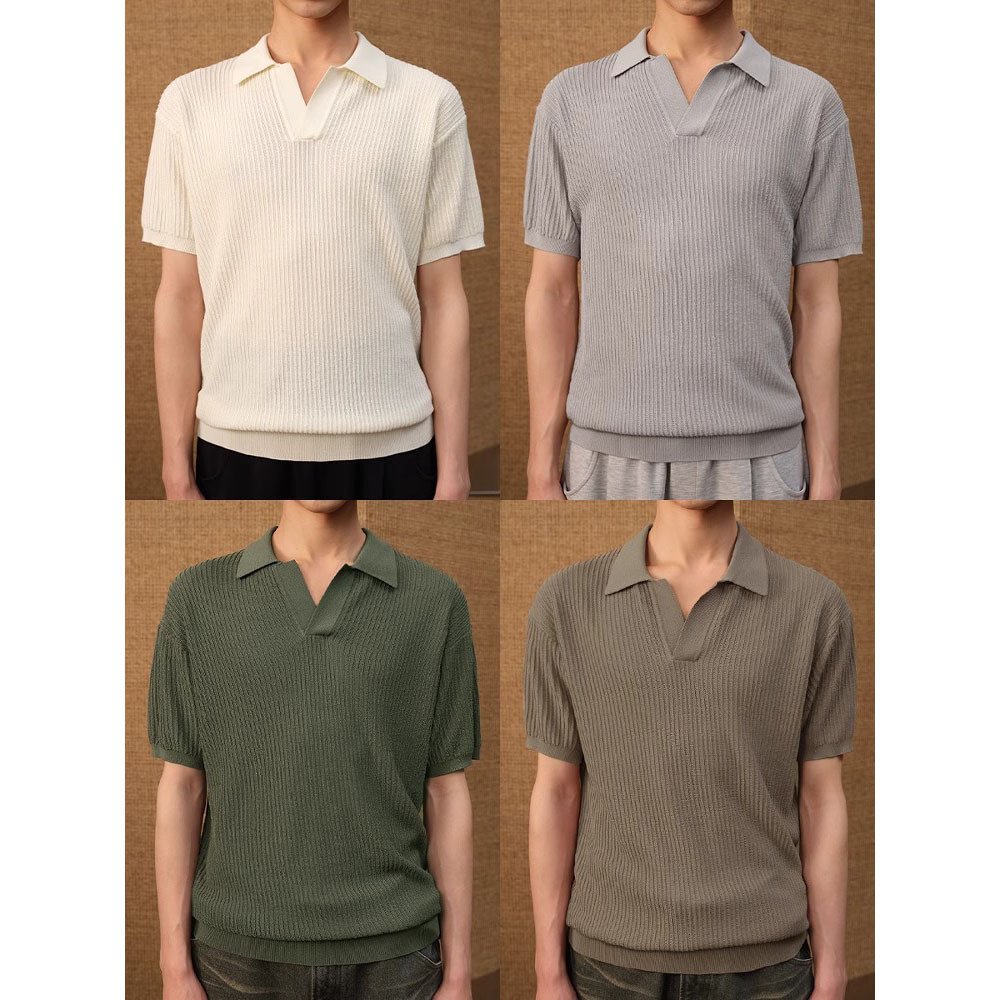 Business Style Polo Collar Stripes Ice Silk Breathable - Image 7