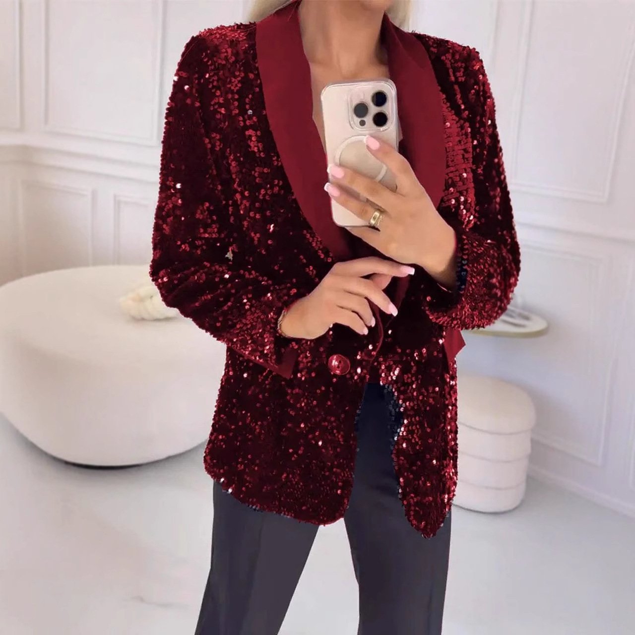 Autumn And Winter Leisure Fashionable Sequins Jacket - Image 7