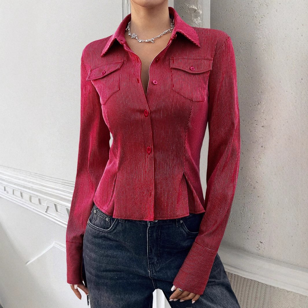 Y2g Hot Girl Style Striped Open Shirt Women's Clothing - Image 2