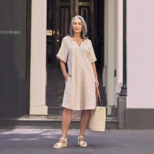 European And American Fashion V-neck Short Sleeve Pocket Polka Dot Dress