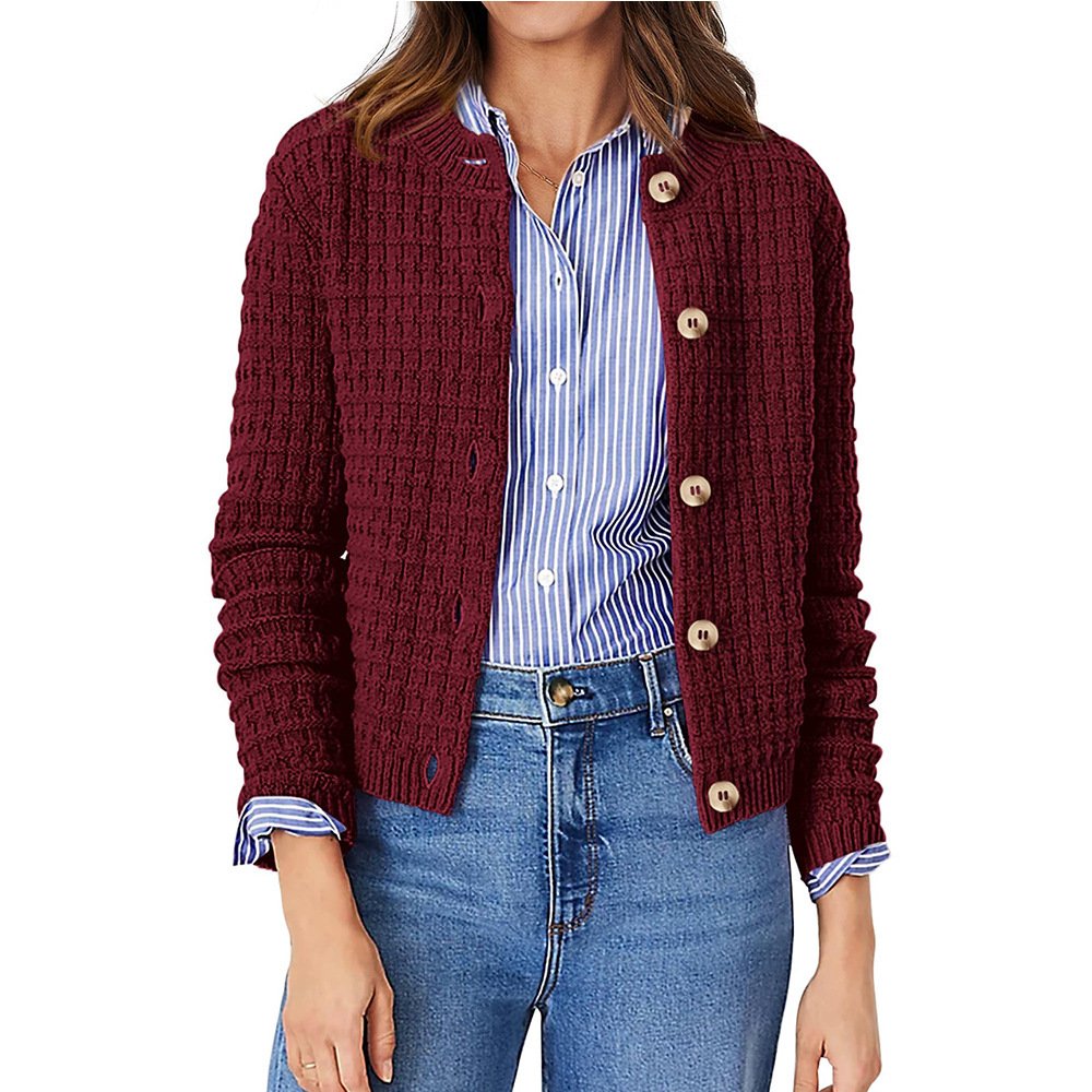 Women's Solid Color Commute Knitted Cardigan Casual Sweater Coat - Image 2