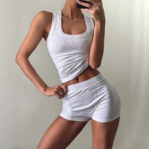 Yoga Sports Style Sling Vest Two-piece Set For Women