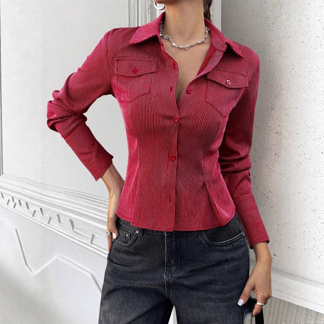 Y2g Hot Girl Style Striped Open Shirt Women's Clothing - Image 3