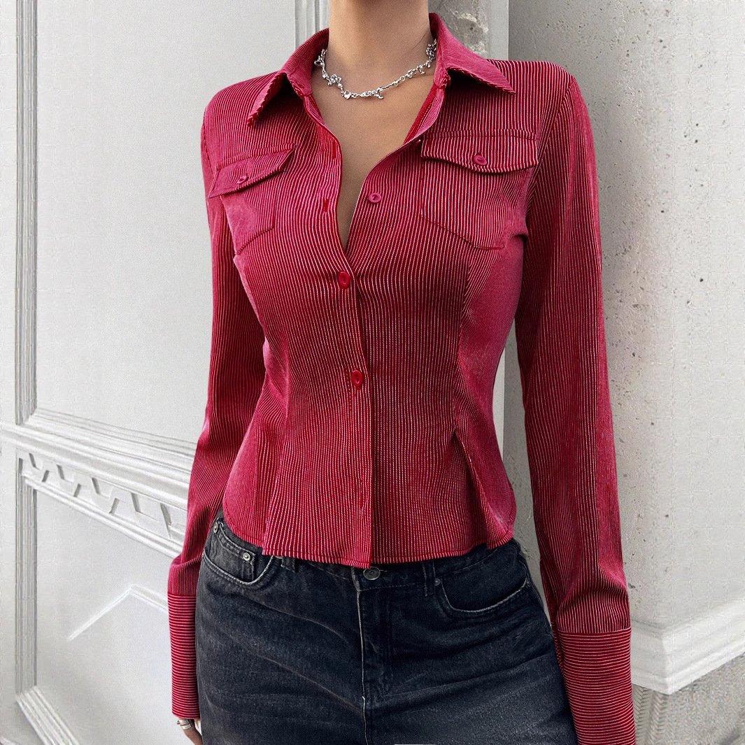 Y2g Hot Girl Style Striped Open Shirt Women's Clothing