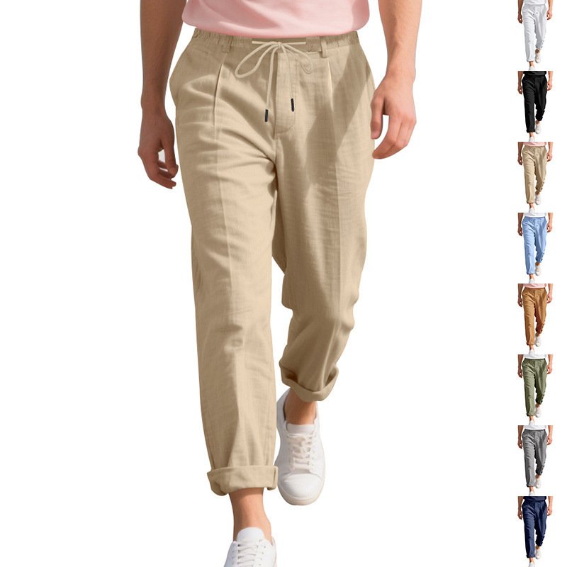 American Linen Men's Casual Pants Summer Loose Straight - Image 6