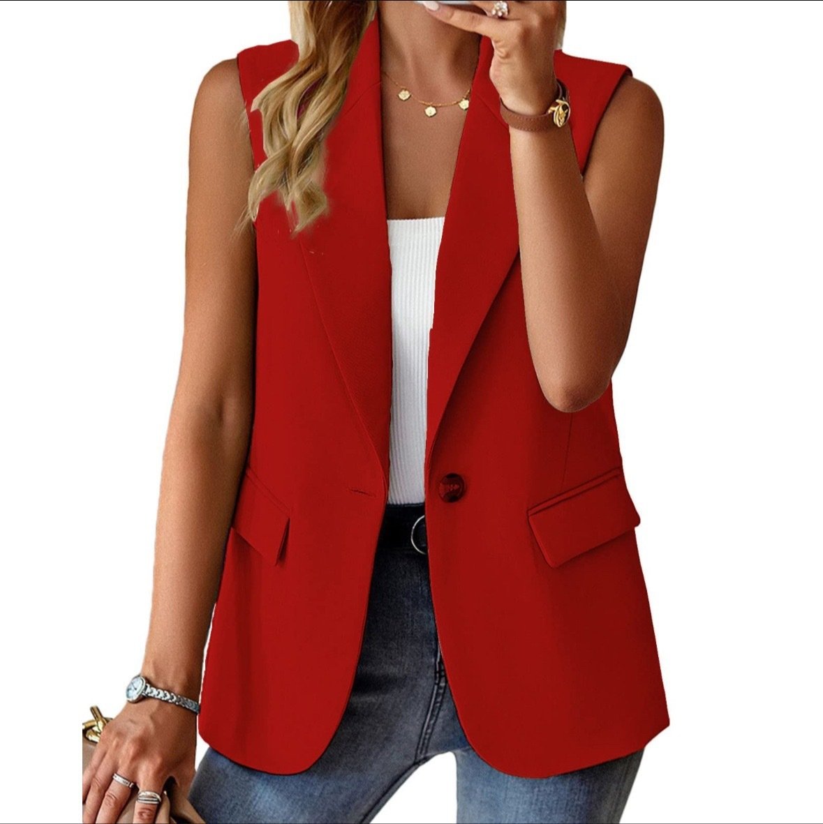 Autumn Sleeveless Solid Color Multicolor Cardigan Small Suit Jacket Ladies - Image 8