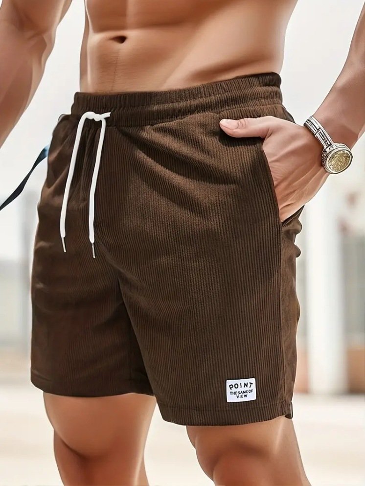 Lace-up Drawstring Shorts Summer Corduroy Sports Short Pants Mens Clothing - Image 8