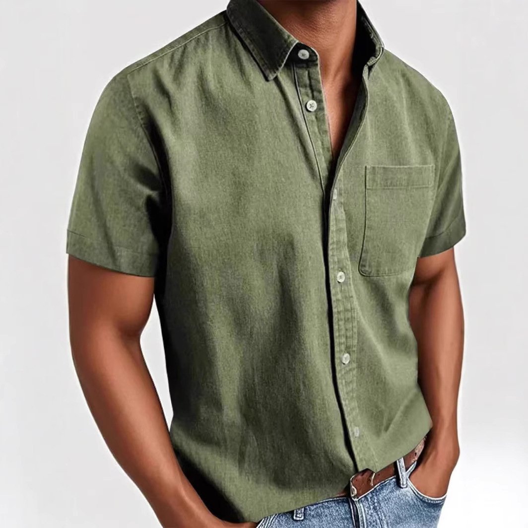 Single-breasted Shirt Men's Short Sleeve - Image 6