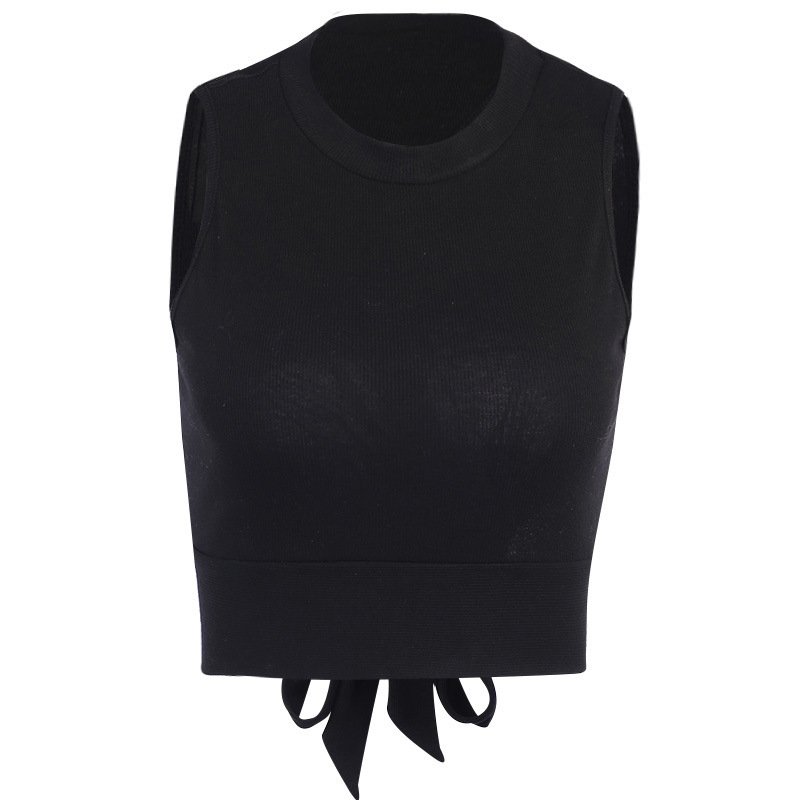 New Ladies Solid Color Lace-Up Tank Top - Image 4