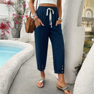 Holiday Leisure Cropped Casual Pants For Women