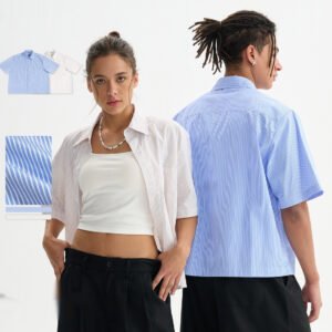 Men's Loose Short Striped Shirt Short Sleeve