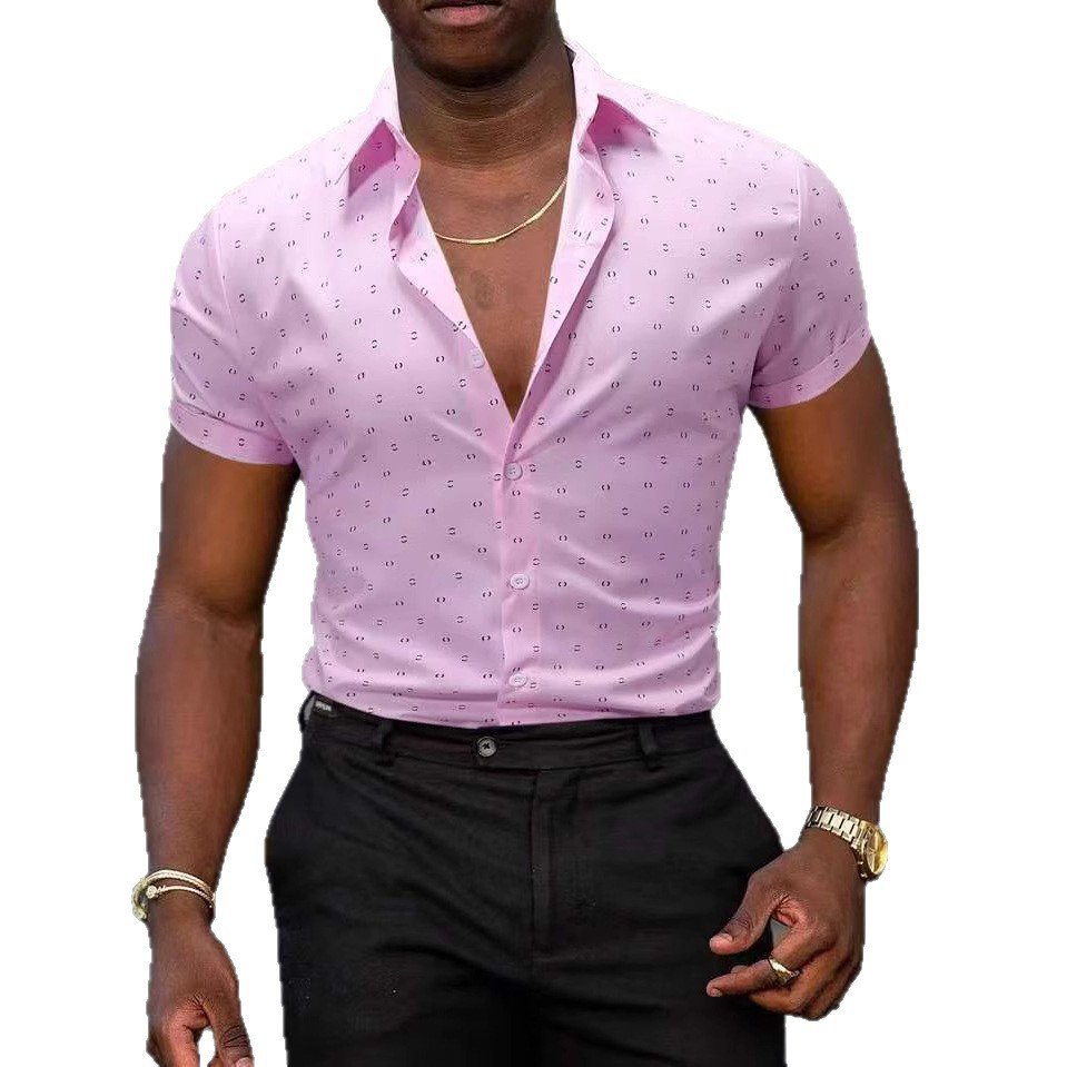 Breathable Stretch Thin Printed Short-sleeved Men's Shirt - Image 2