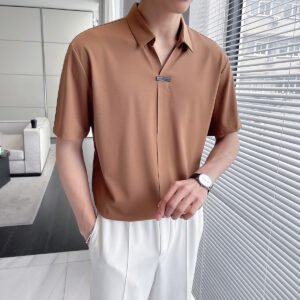 Summer Casual Solid Color Shirt Men's High-grade Thin