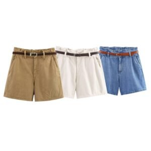 Fashion Casual High Waist Paper Bag Denim Casual Shorts