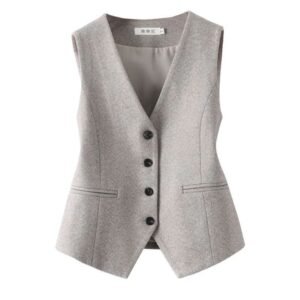 Single-breasted Slim Fit Woolen Vest Outer Wear Waistcoat Inner Wear