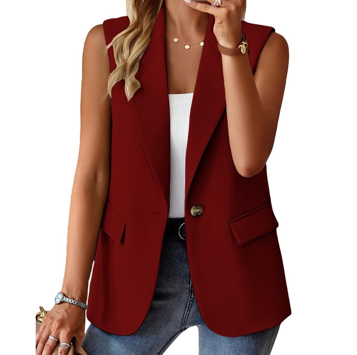 Autumn Sleeveless Solid Color Multicolor Cardigan Small Suit Jacket Ladies - Image 4