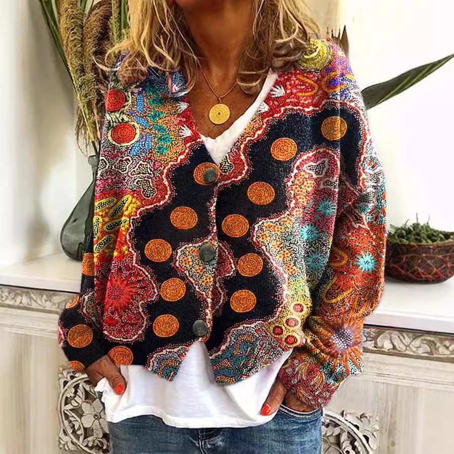Autumn And Winter Large V-neck Cardigan Short Long Sleeve