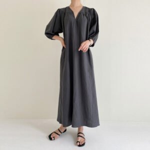 Oversized Swing Casual Long Cotton And Linen Women's Dress