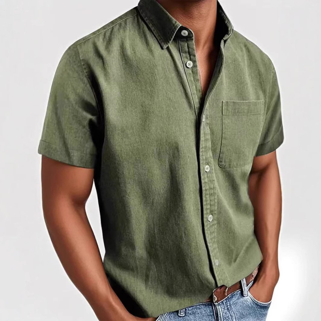 Single-breasted Shirt Men's Short Sleeve - Image 5