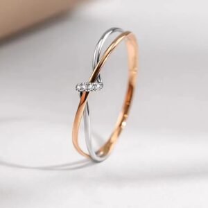 Interwoven Silver Plating 18K Gold Ring