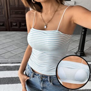 Y2g Hot Girl Style Striped Small Spaghetti-strap Camisole Top Women