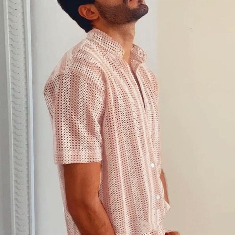 Summer Waffle Cool Men's Shirt Hole - Image 4