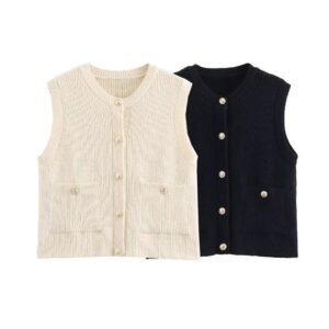 Women's Loose Casual Single-breasted Decorative Knitted Vest