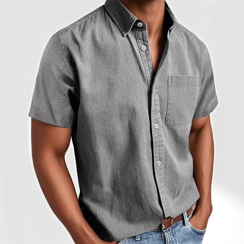 Single-breasted Shirt Men's Short Sleeve - Image 4