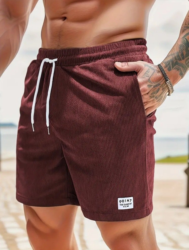 Lace-up Drawstring Shorts Summer Corduroy Sports Short Pants Mens Clothing - Image 5