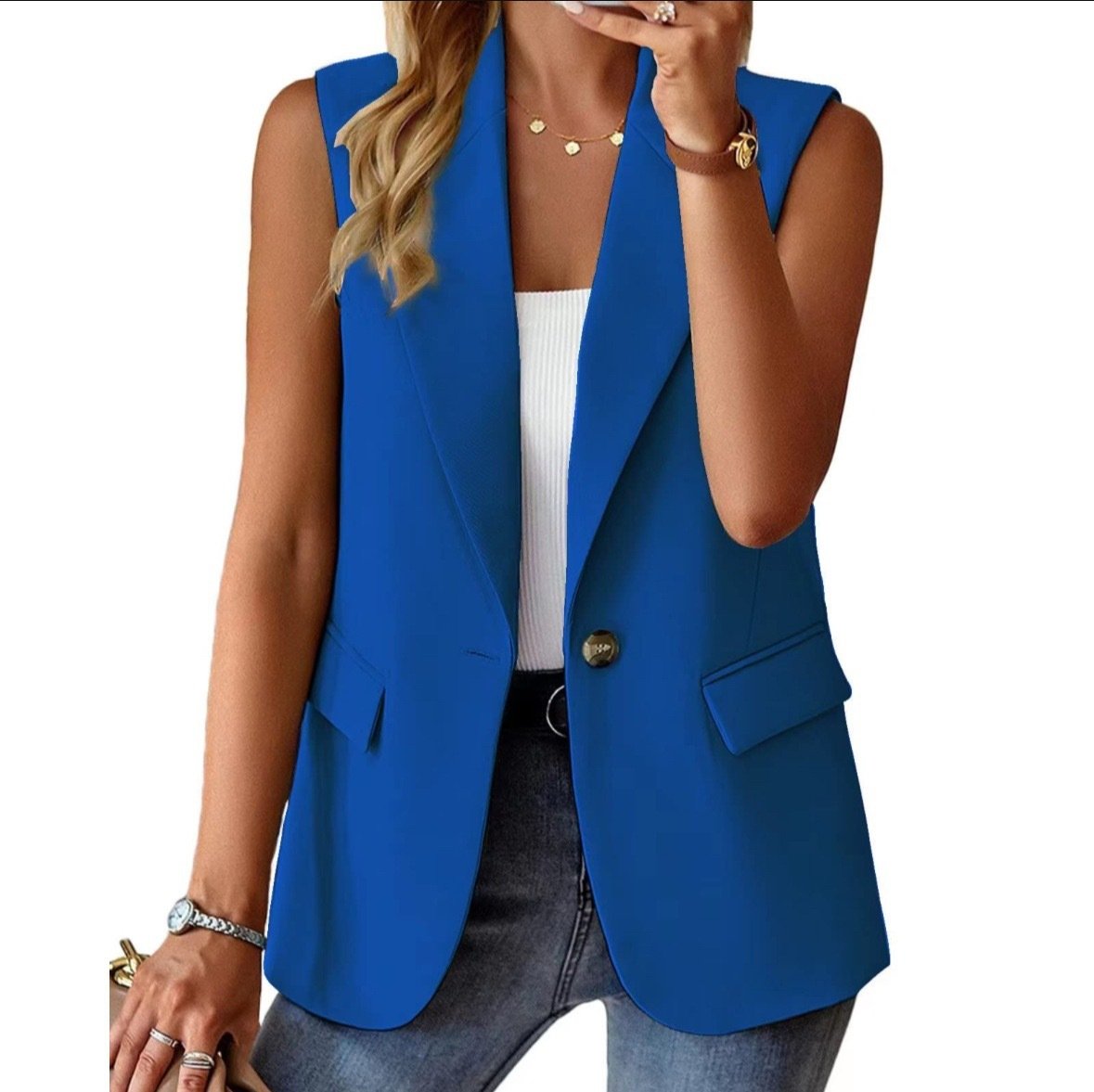 Autumn Sleeveless Solid Color Multicolor Cardigan Small Suit Jacket Ladies - Image 10