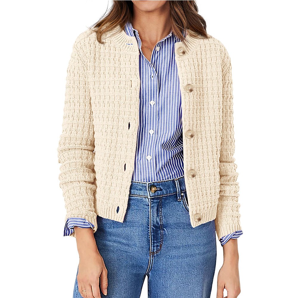 Women's Solid Color Commute Knitted Cardigan Casual Sweater Coat - Image 6