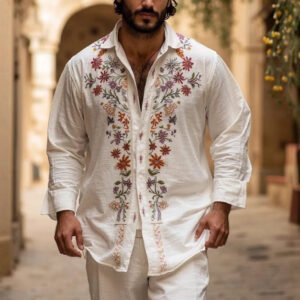 Retro Style 3D Printed Long Sleeve Summer Men