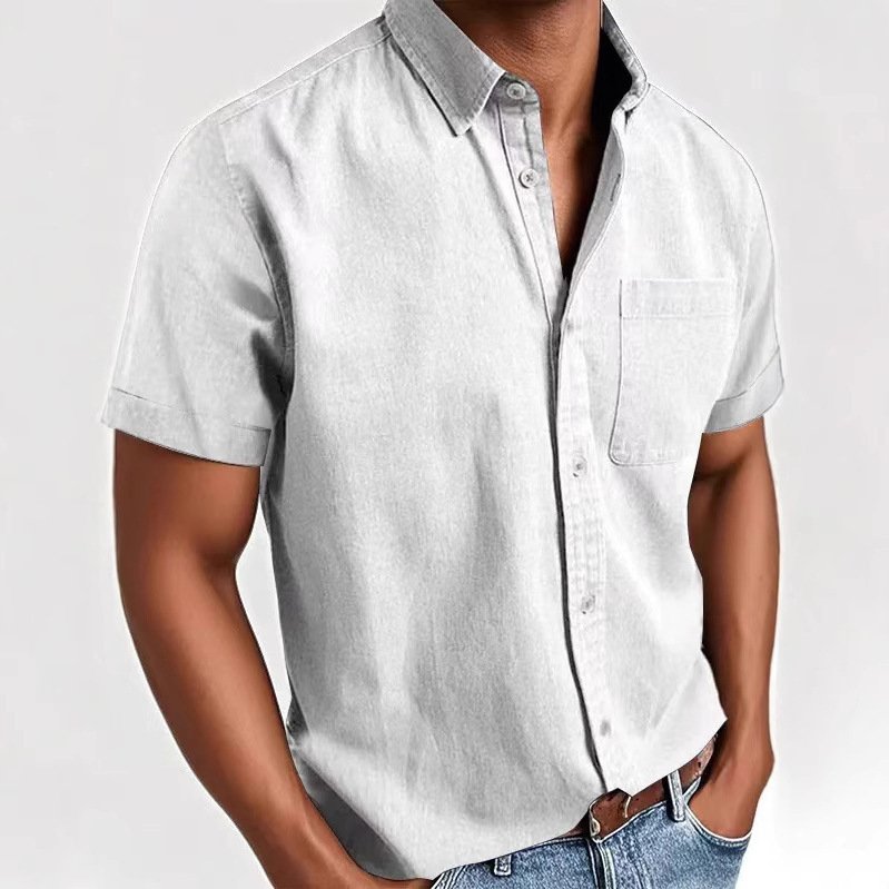 Single-breasted Shirt Men's Short Sleeve - Image 9