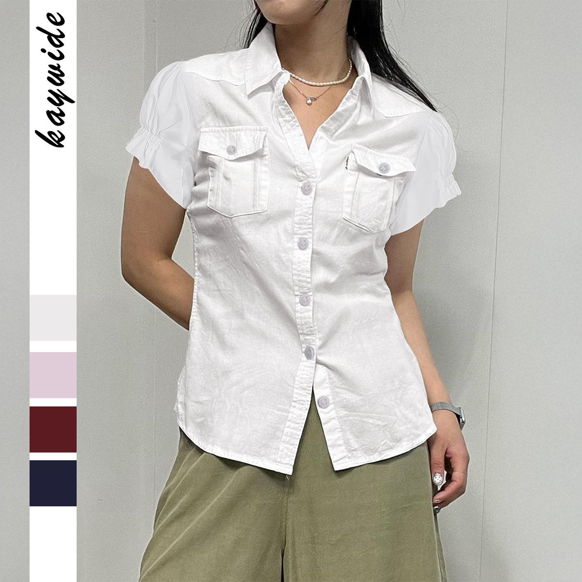 Y2g Hot Girl Style Short Sleeve Button Open Shirt For Women