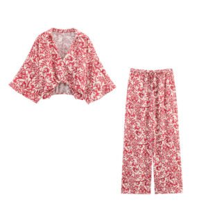 Summer Vacation Style Top Printed Wide Leg Pants