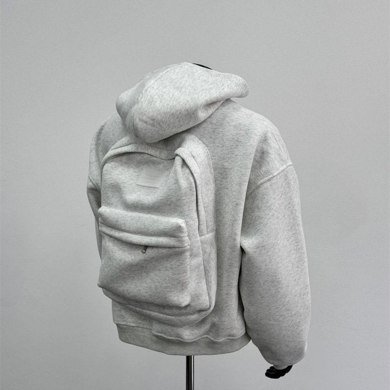 Back Schoolbag Design Men's Coat Flower Gray - Image 4