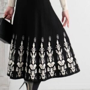 Jacquard Slim Knit A- Line Temperament Long Dress