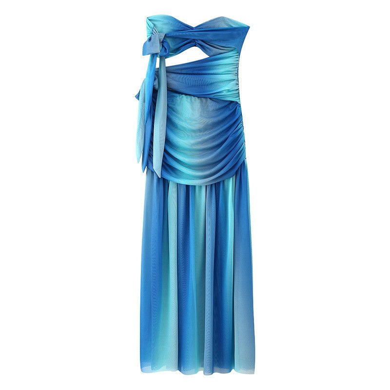 Casual Slimming And Fashionable European And American Tube Top Slit Dress - Image 2