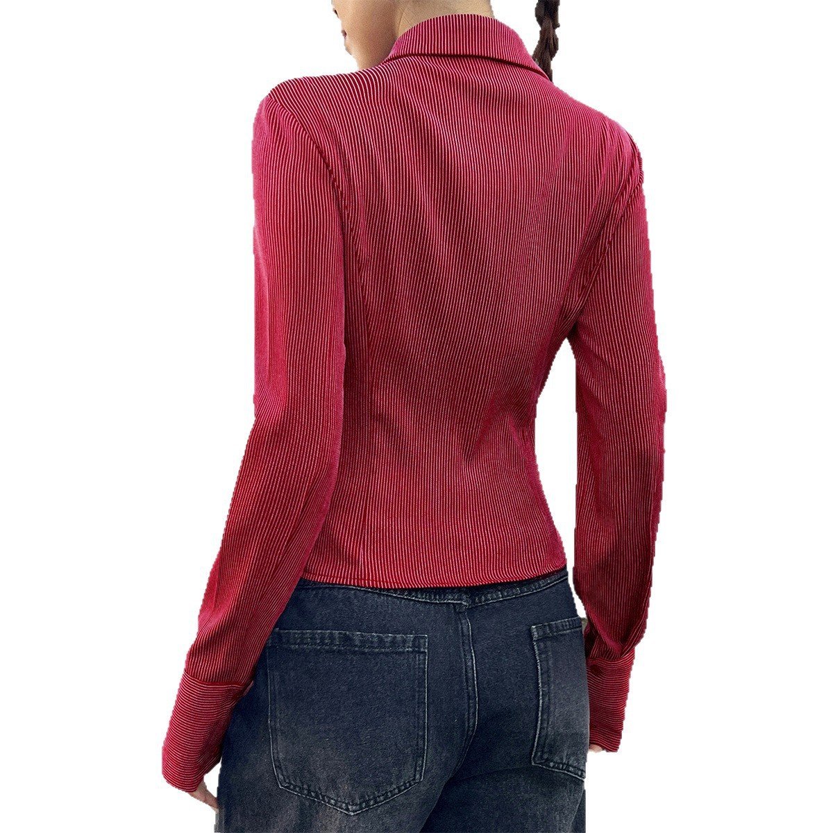 Y2g Hot Girl Style Striped Open Shirt Women's Clothing - Image 4